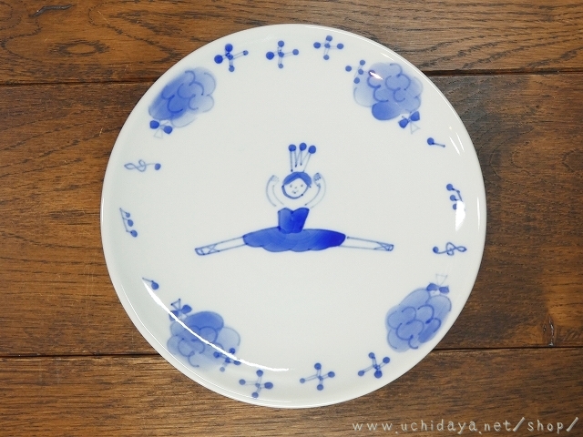 5寸皿（バレリーナ青）