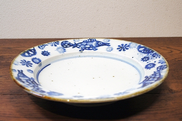 7寸リム皿　（魚蓮根）  