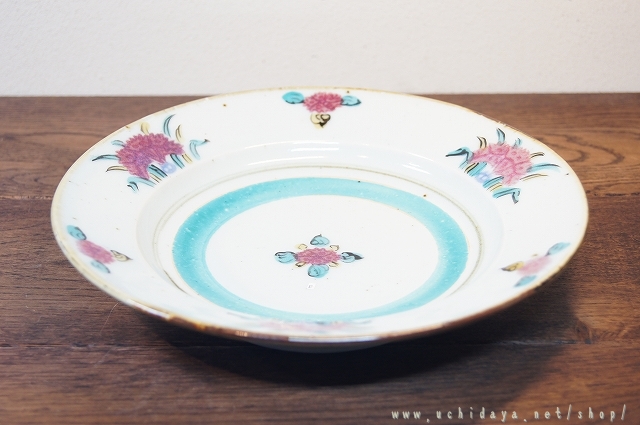 7寸リム皿　（加彩　花E）  