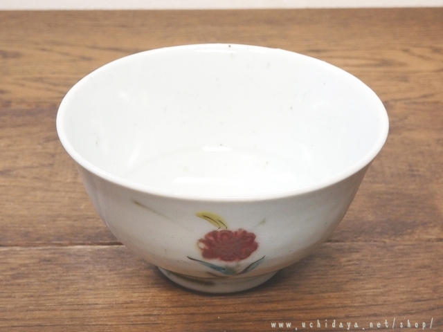 砥部焼　中田窯　飯椀　（加彩　花I）