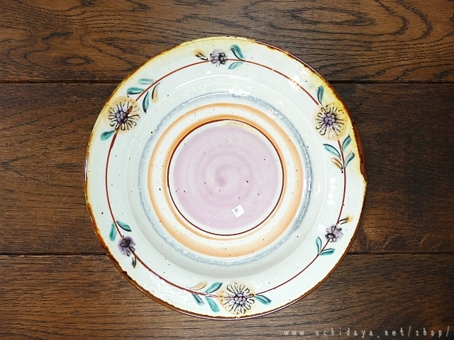 6寸リム皿　（灰釉花B）