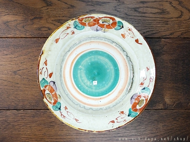 6寸リム皿　（灰釉椿E）