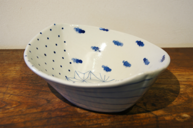 砥部焼　スギウラ工房　　レモン鉢　麻