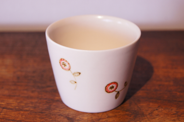 砥部焼　すこし屋　蕎麦猪口　小　(丸花朱）